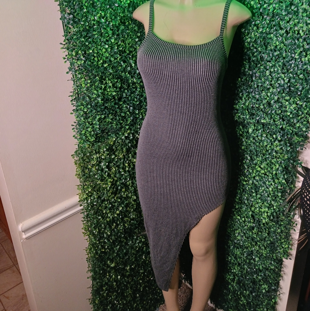Elegant Asymmetrical Striped Dress